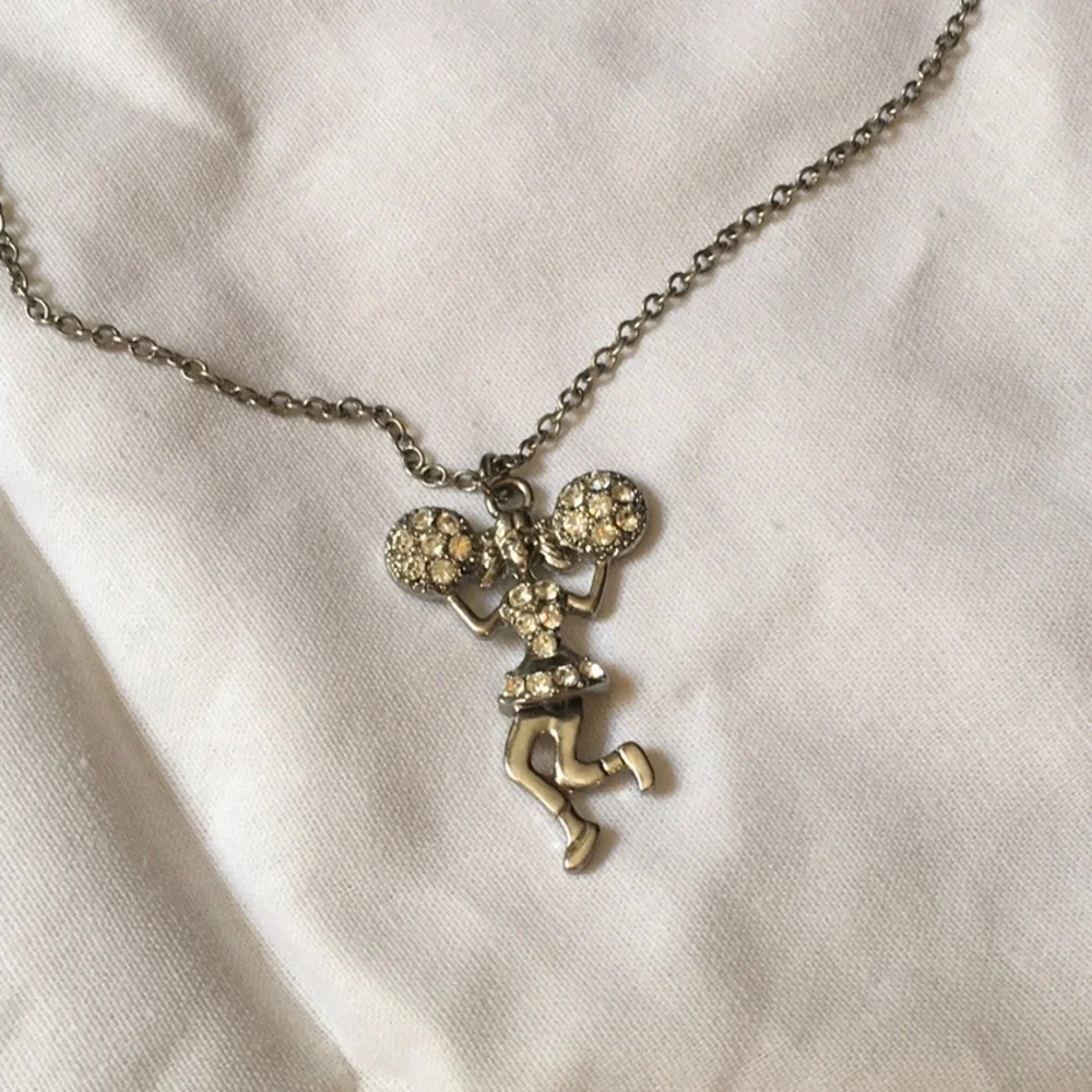 Cheerleader Necklace 16” Silvertone